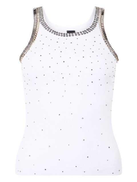 Tank top in jersey with studs and rhinestones