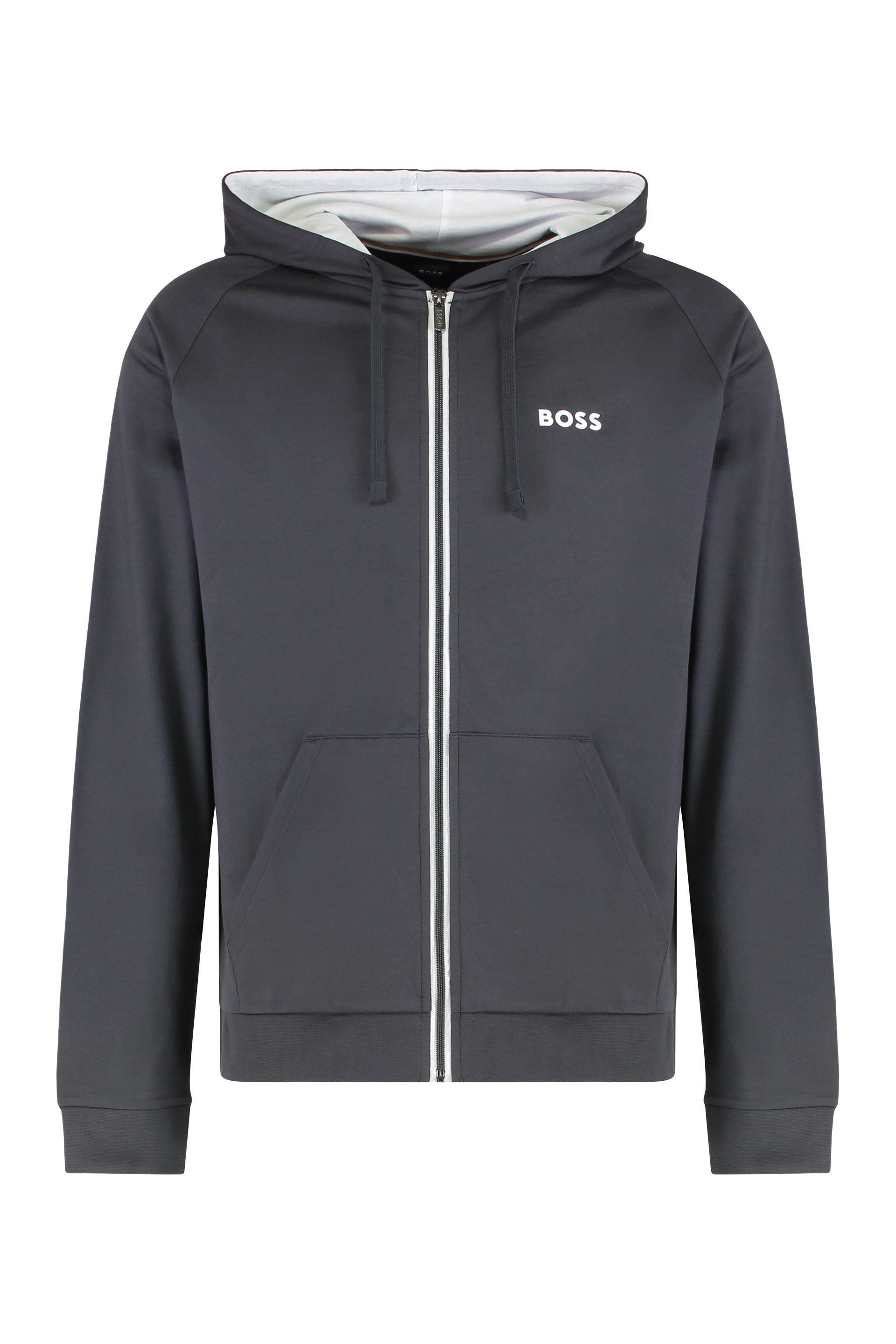 Hooded sweatshirt in cotton terry with zipper
