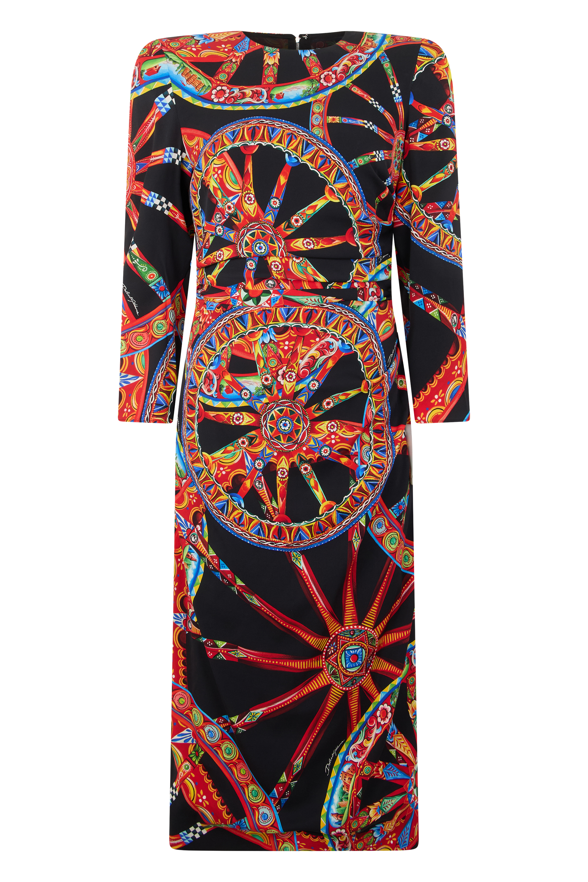 Long dress with long sleeves and graphic pattern