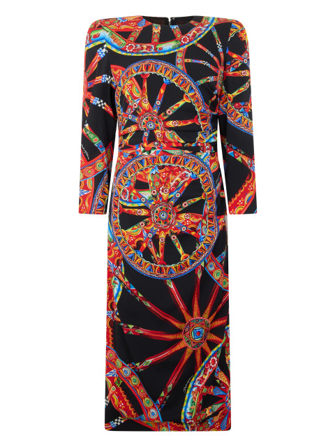 Long dress with long sleeves and graphic pattern