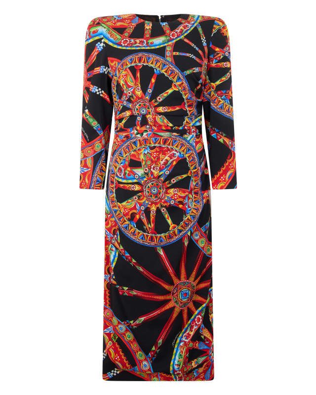 Long dress with long sleeves and graphic pattern