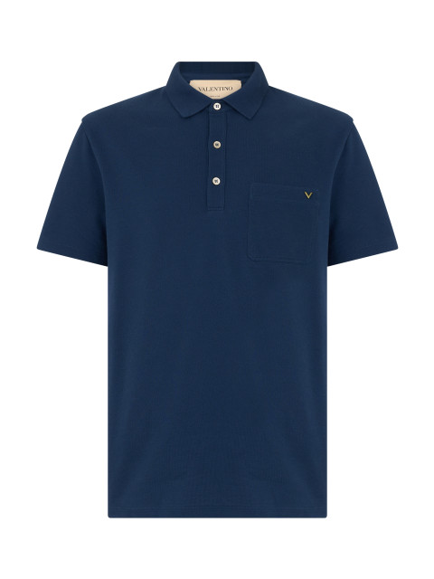 Pique cotton polo with VGold
