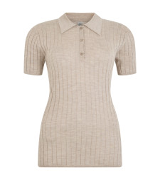 Silk and cashmere ribbed polo