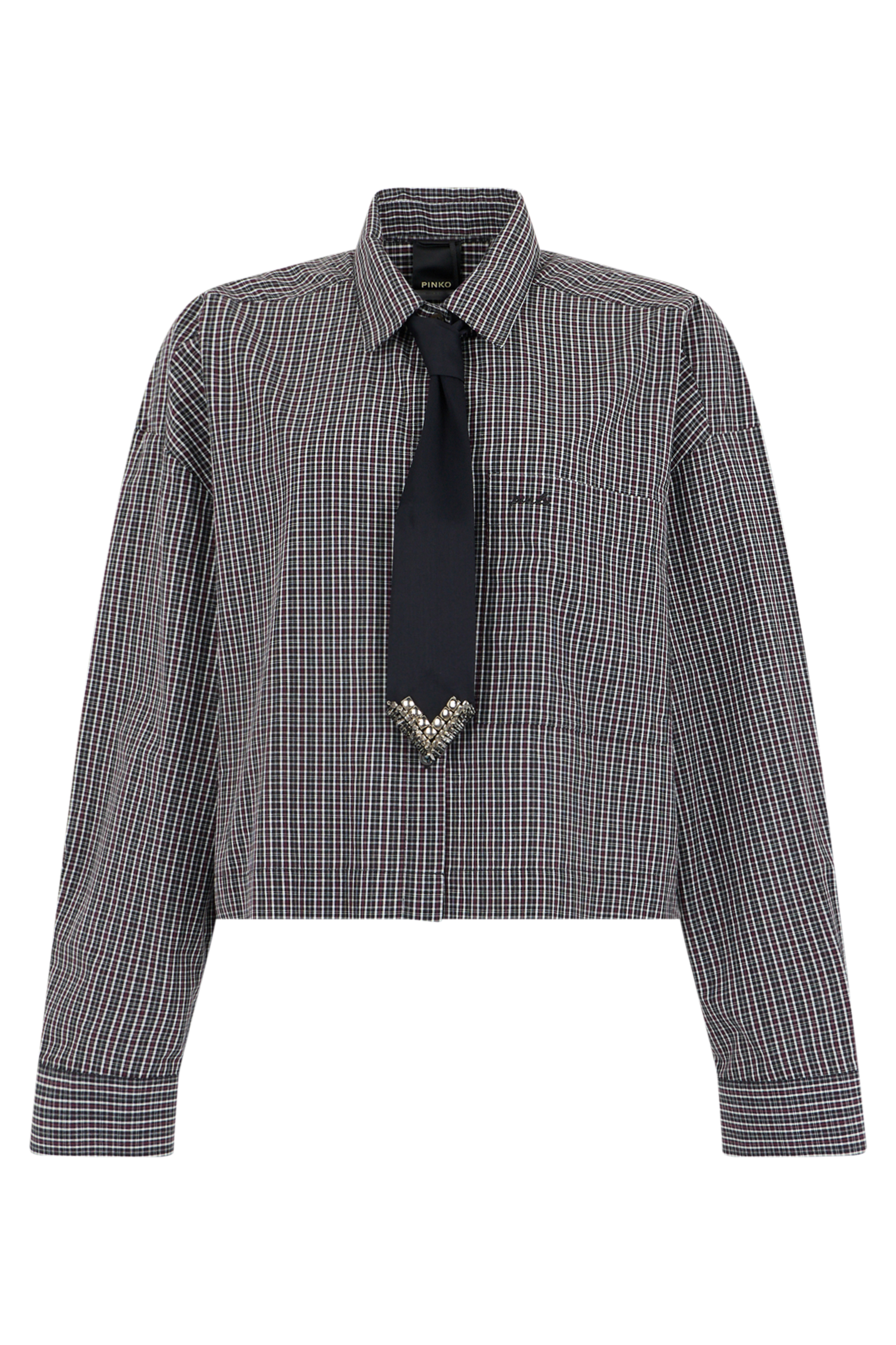 Cropped shirt with bow tie