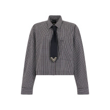 Cropped shirt with bow tie