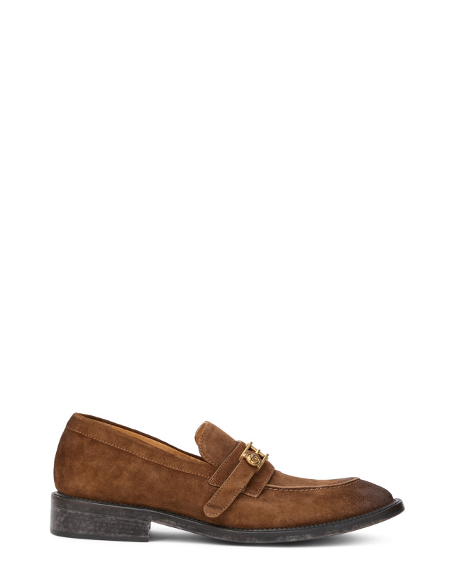 Loafers with gold buckle
