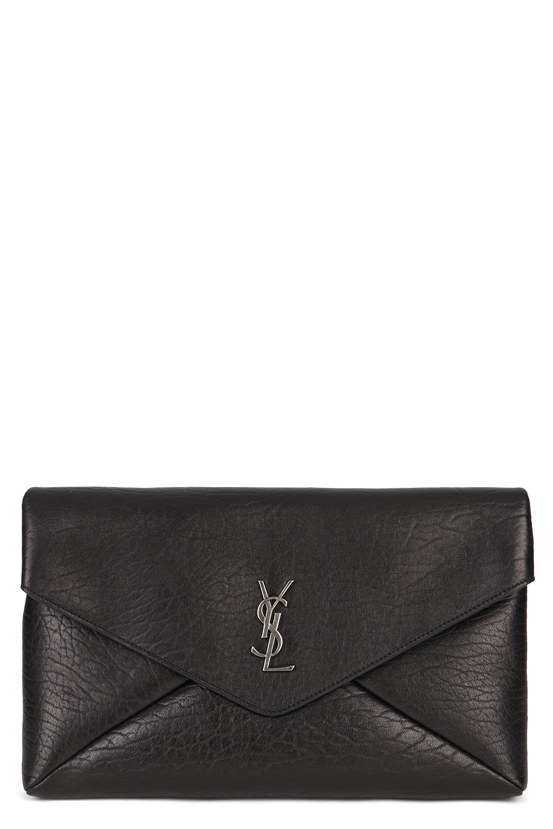 Leather clutch with logo