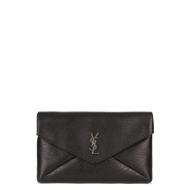 Leather clutch with logo