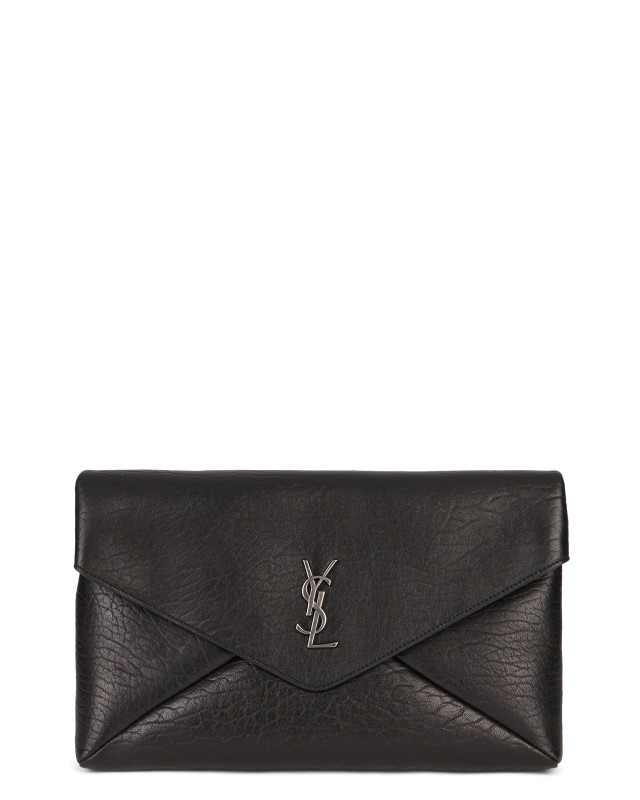 Leather clutch with logo