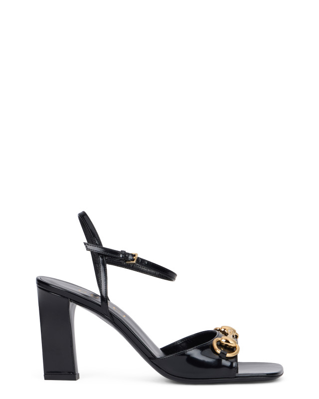 High-heeled sandal in leather
