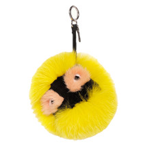 Metal and fur keychain