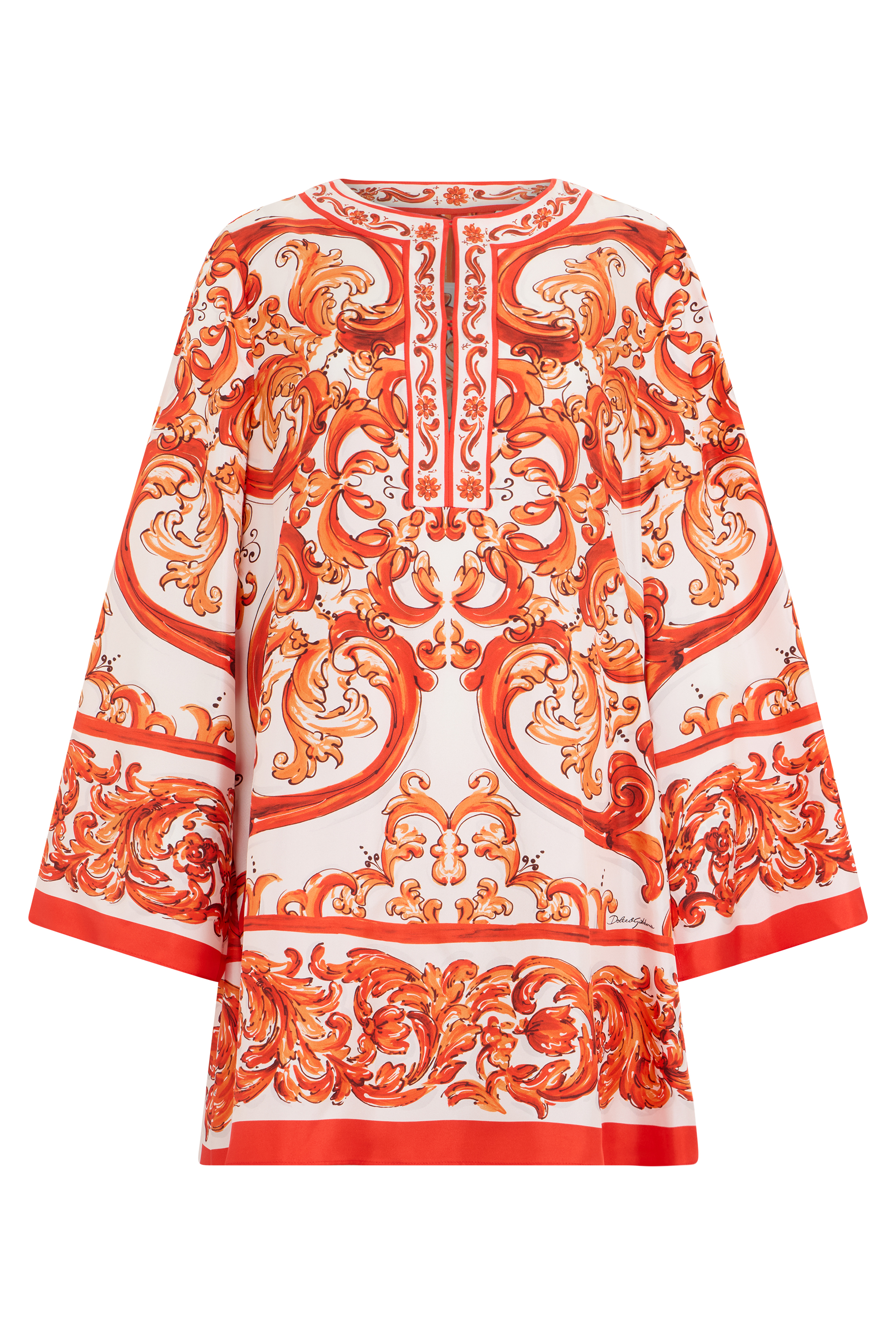Twill caftan with majolica print