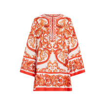 Twill caftan with majolica print