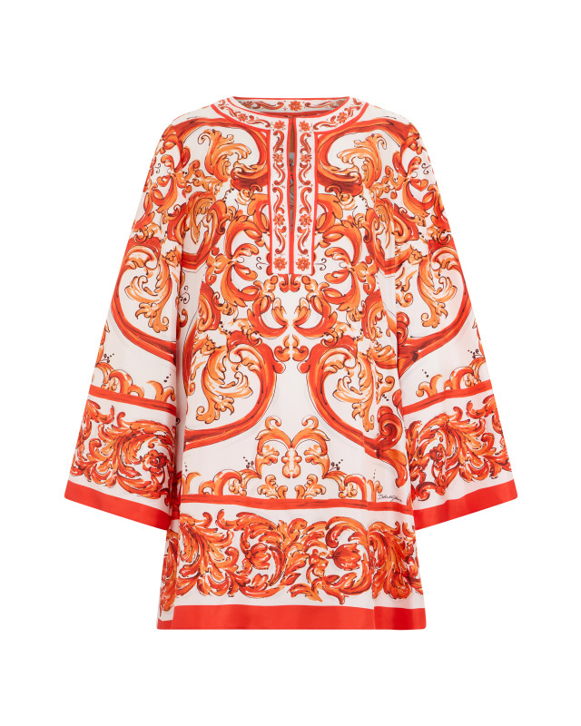Twill caftan with majolica print