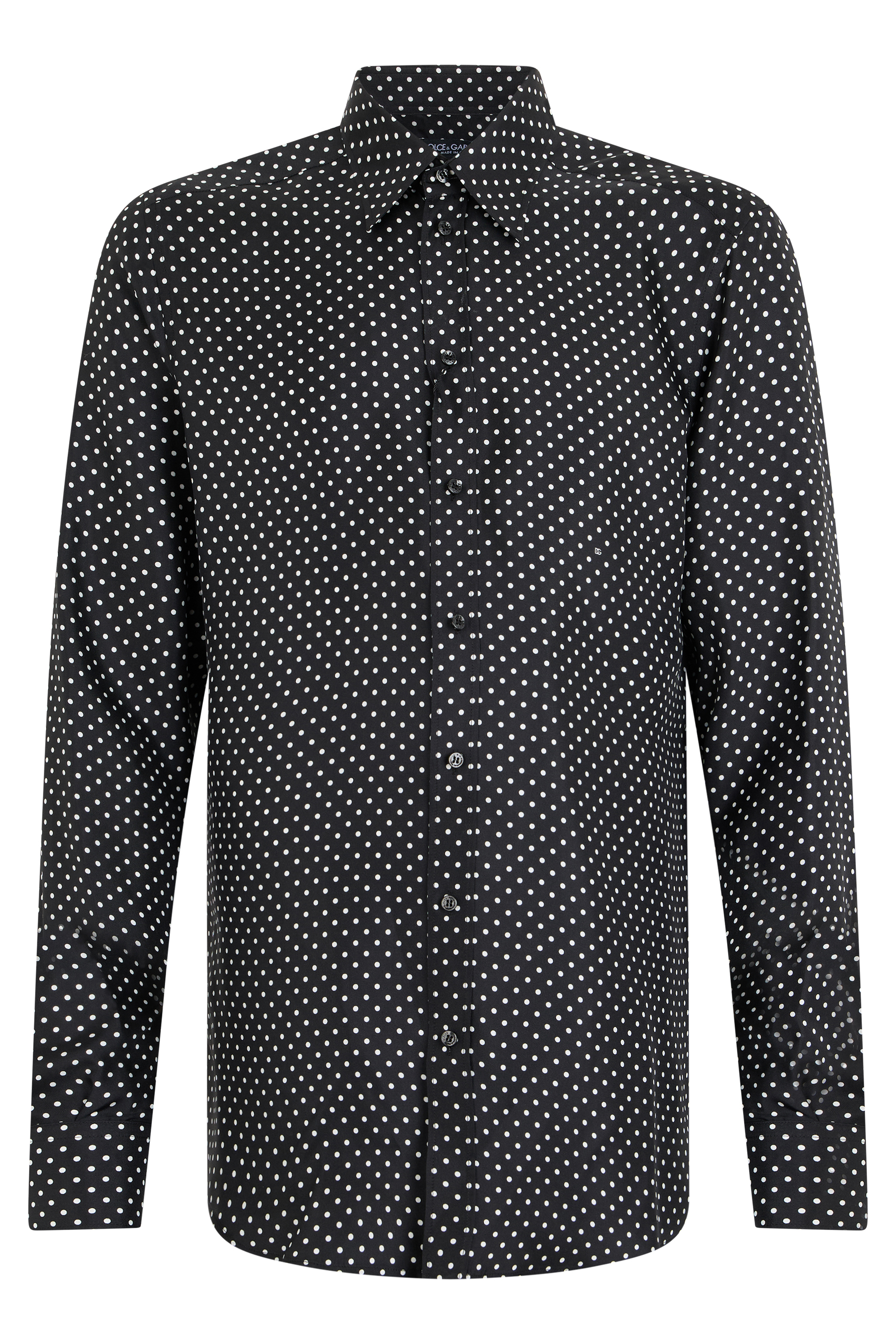 Silk twill shirt with polka dot print