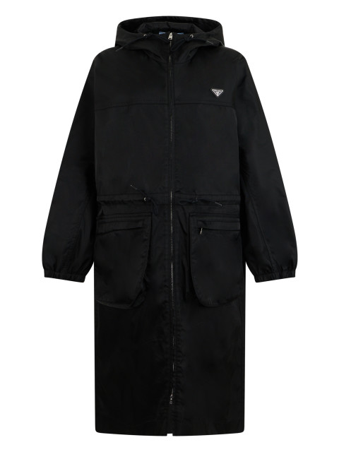 Long jacket with adjustable hood