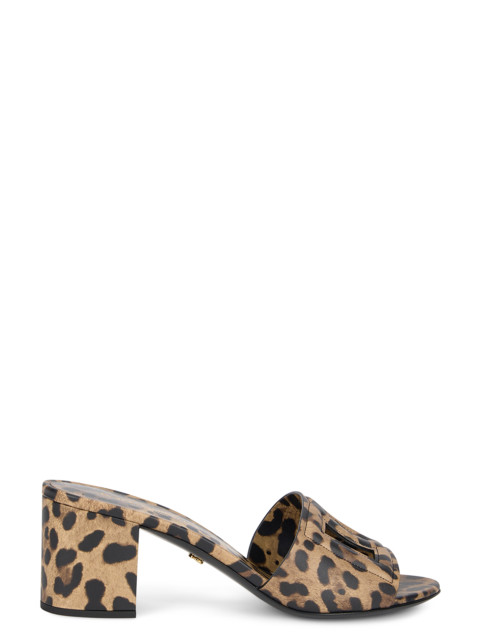 Leopard print high heel sandals