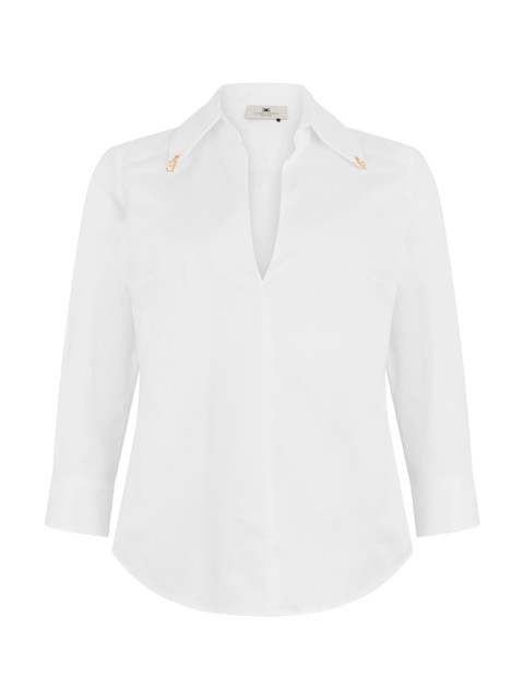 Cotton blouse with V-neck