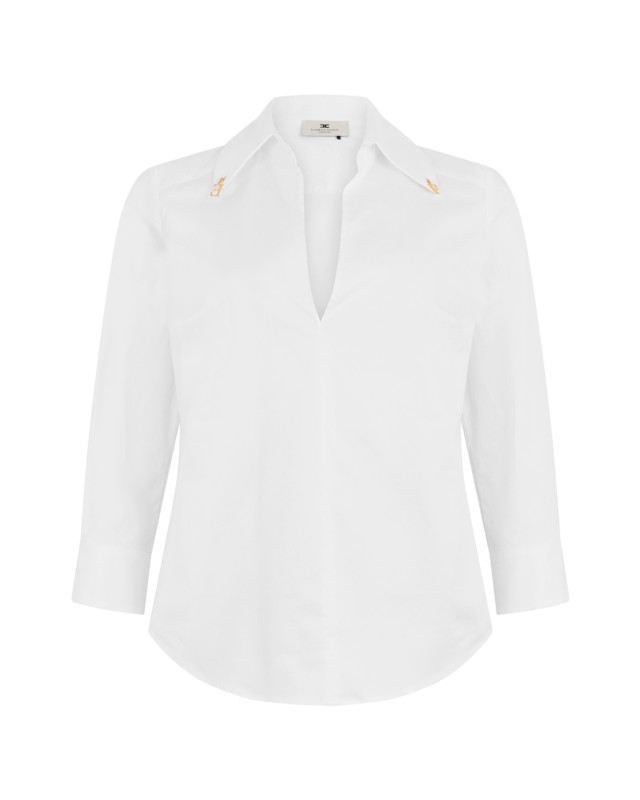 Cotton blouse with V-neck