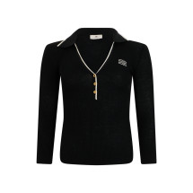 Wool sweater with polo collar