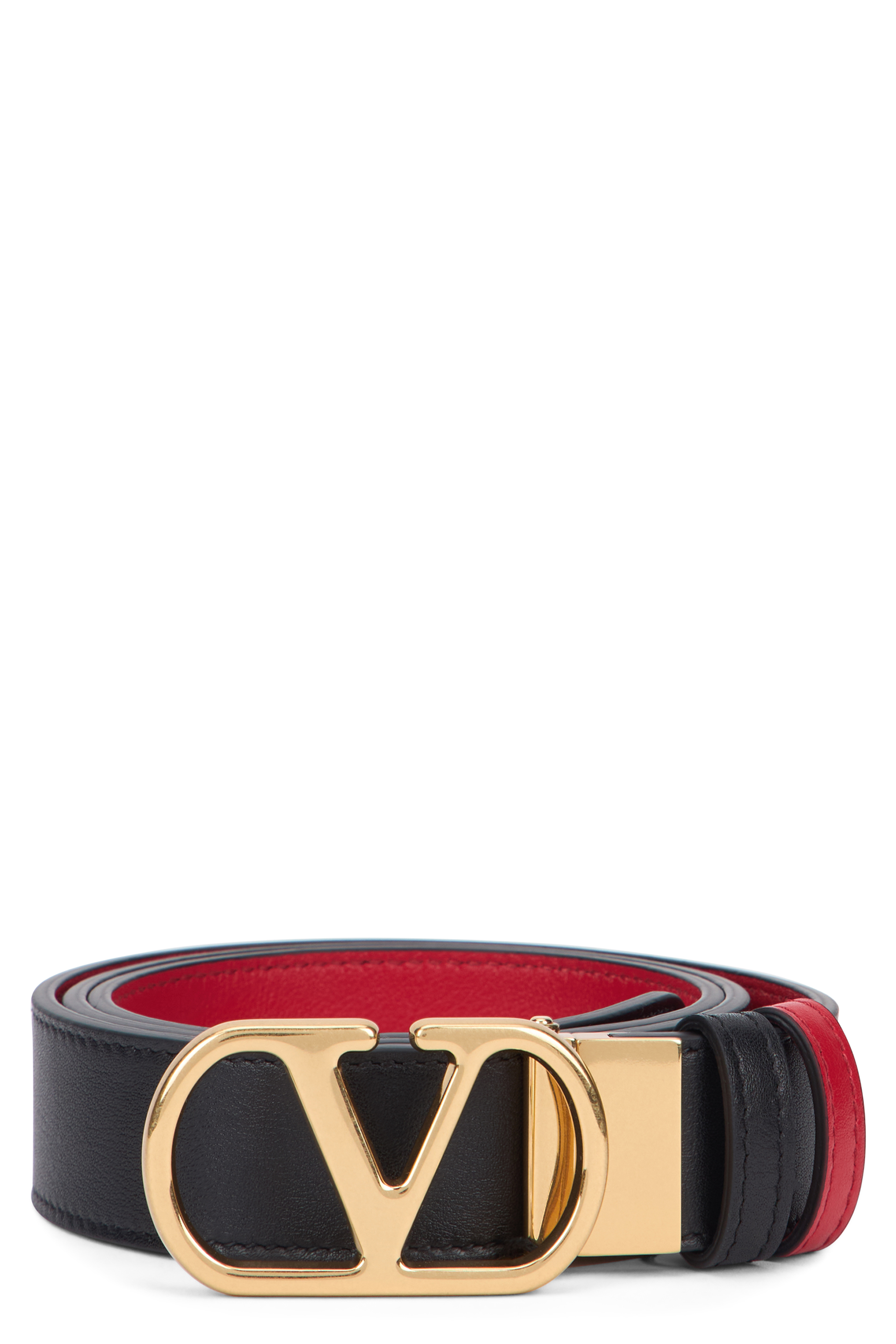 VLogo Signature Reversible Belt in glossy leather