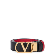 VLogo Signature Reversible Belt in glossy leather
