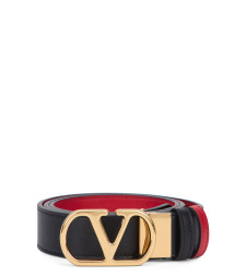 VLogo Signature Reversible Belt in glossy leather