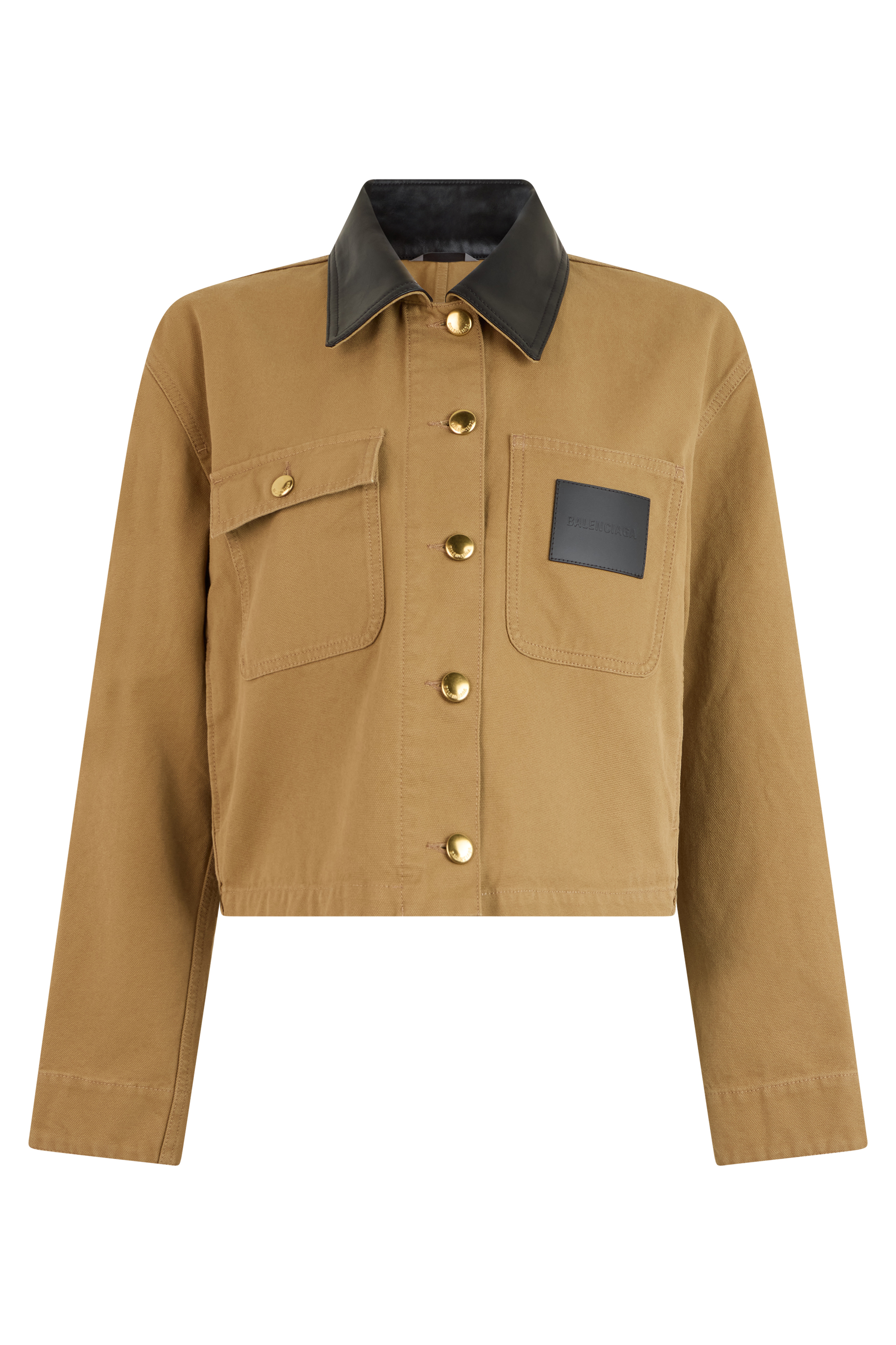 Short beige jacket with dark elegant collar
