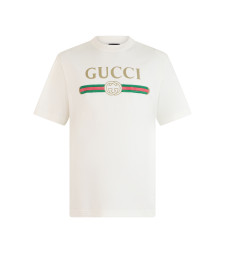 T-shirt in cotton and silk jersey with print
