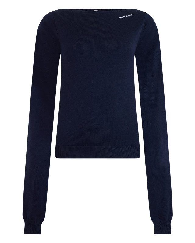 Virgin wool sweater with boat neck