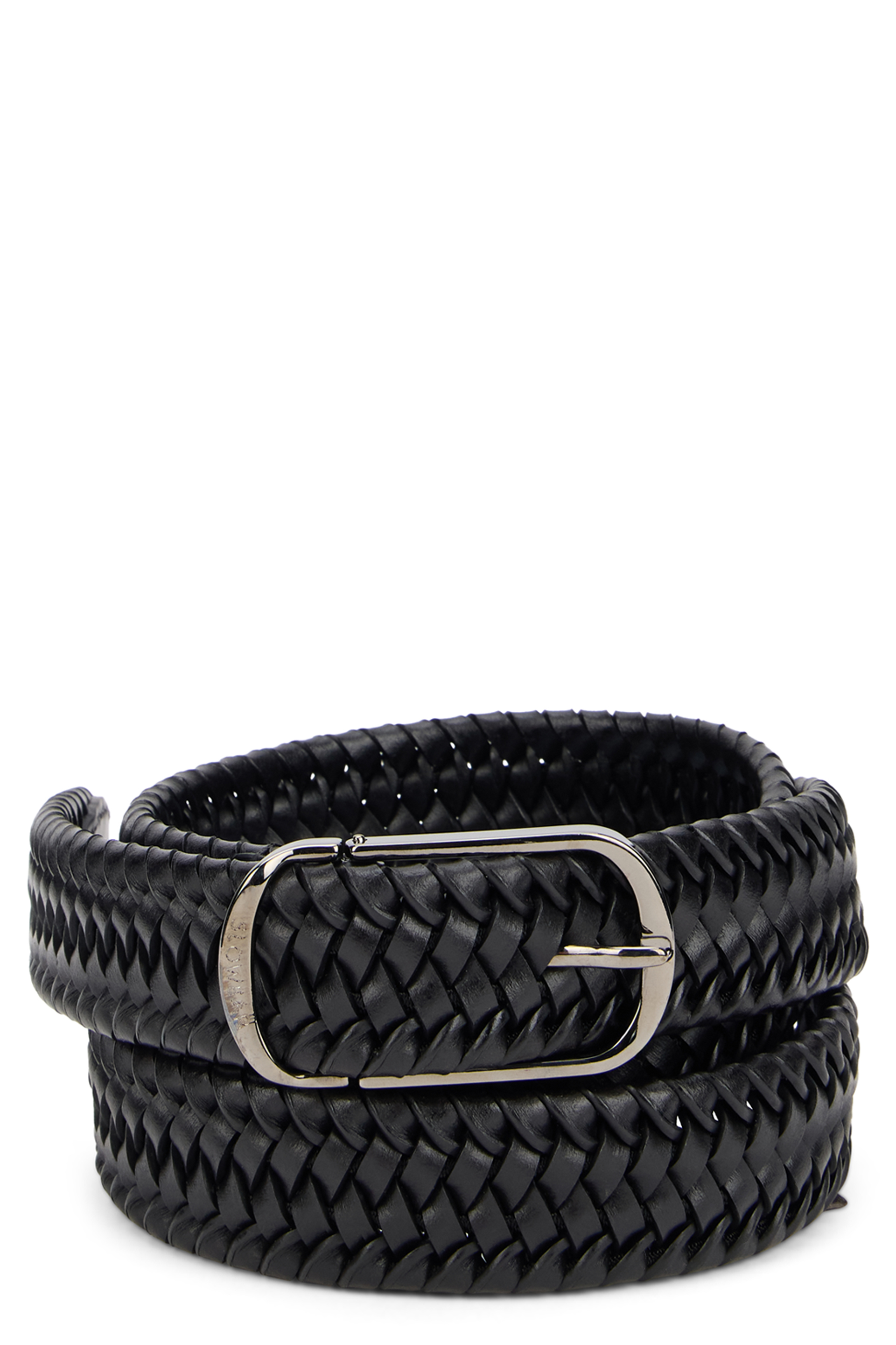 Woven leather belt
