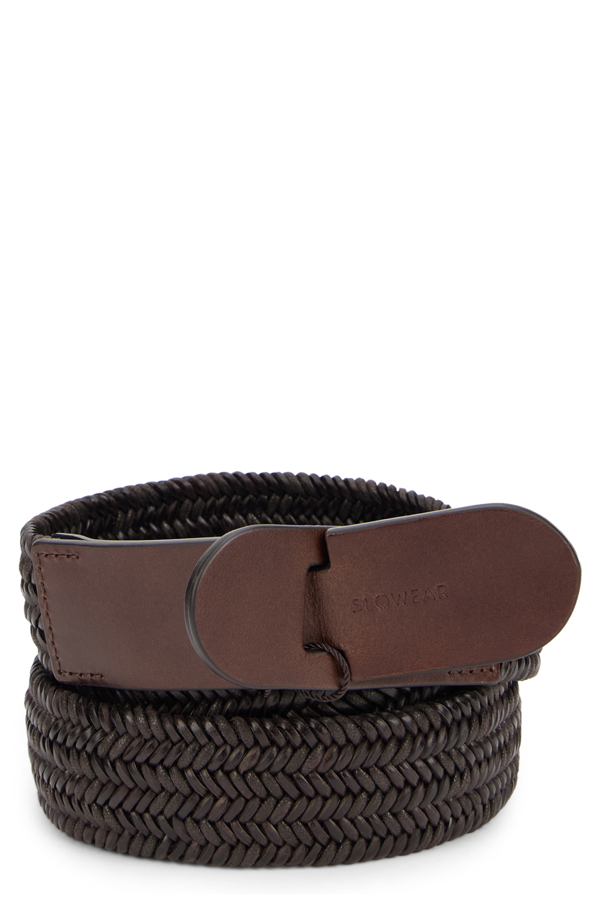 Woven leather belt
