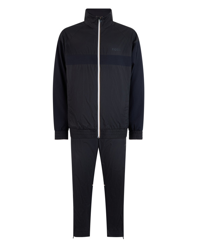 Jumpsuit with zip and high collar