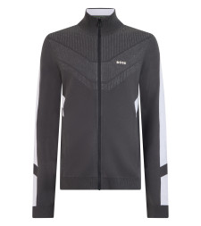 Cotton sweatshirt with zip and high collar