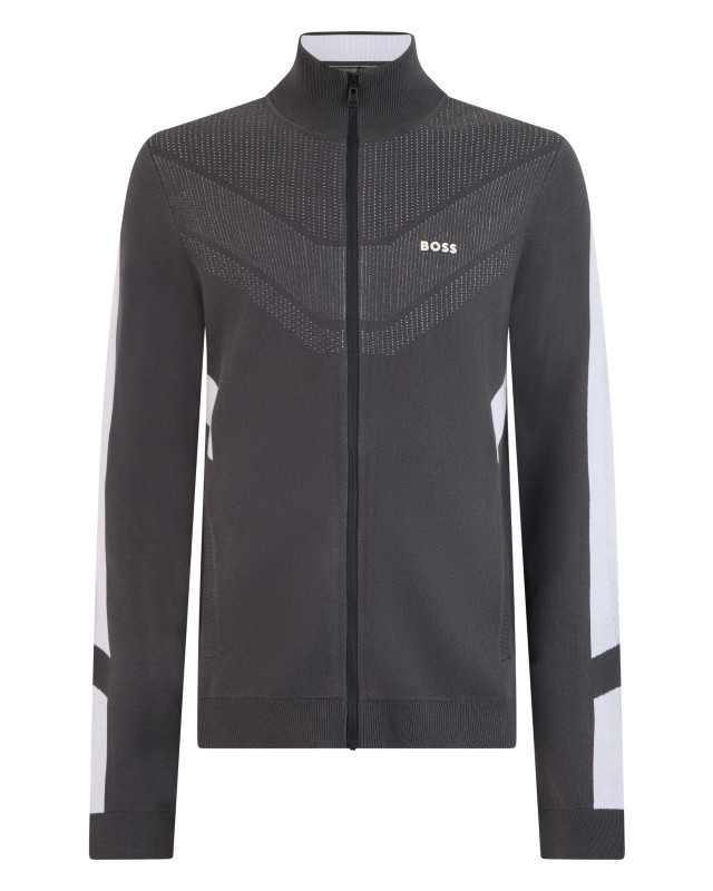 Cotton sweatshirt with zip and high collar