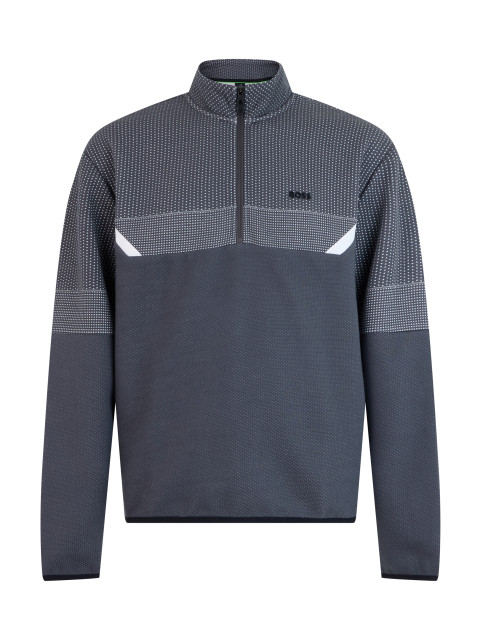 Sweatshirt in cotton blend with high collar and zip