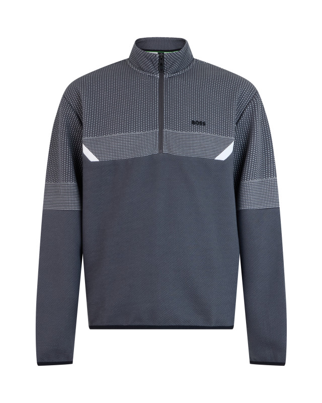 Sweatshirt in cotton blend with high collar and zip