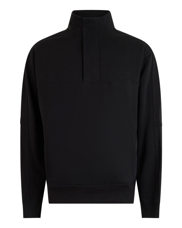 Cotton sweatshirt with high collar and zip