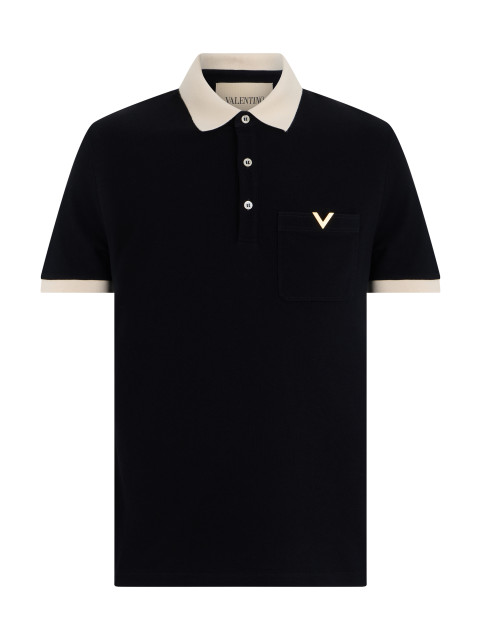 Cotton pique polo with short sleeves