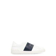 Open leather low-top sneakers
