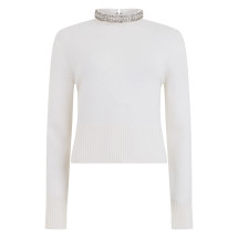 Sweater with high collar embellished