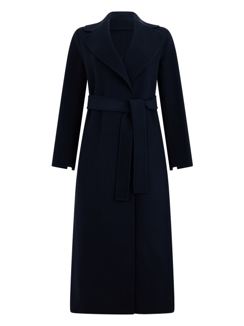 Long coat with adjustable belt