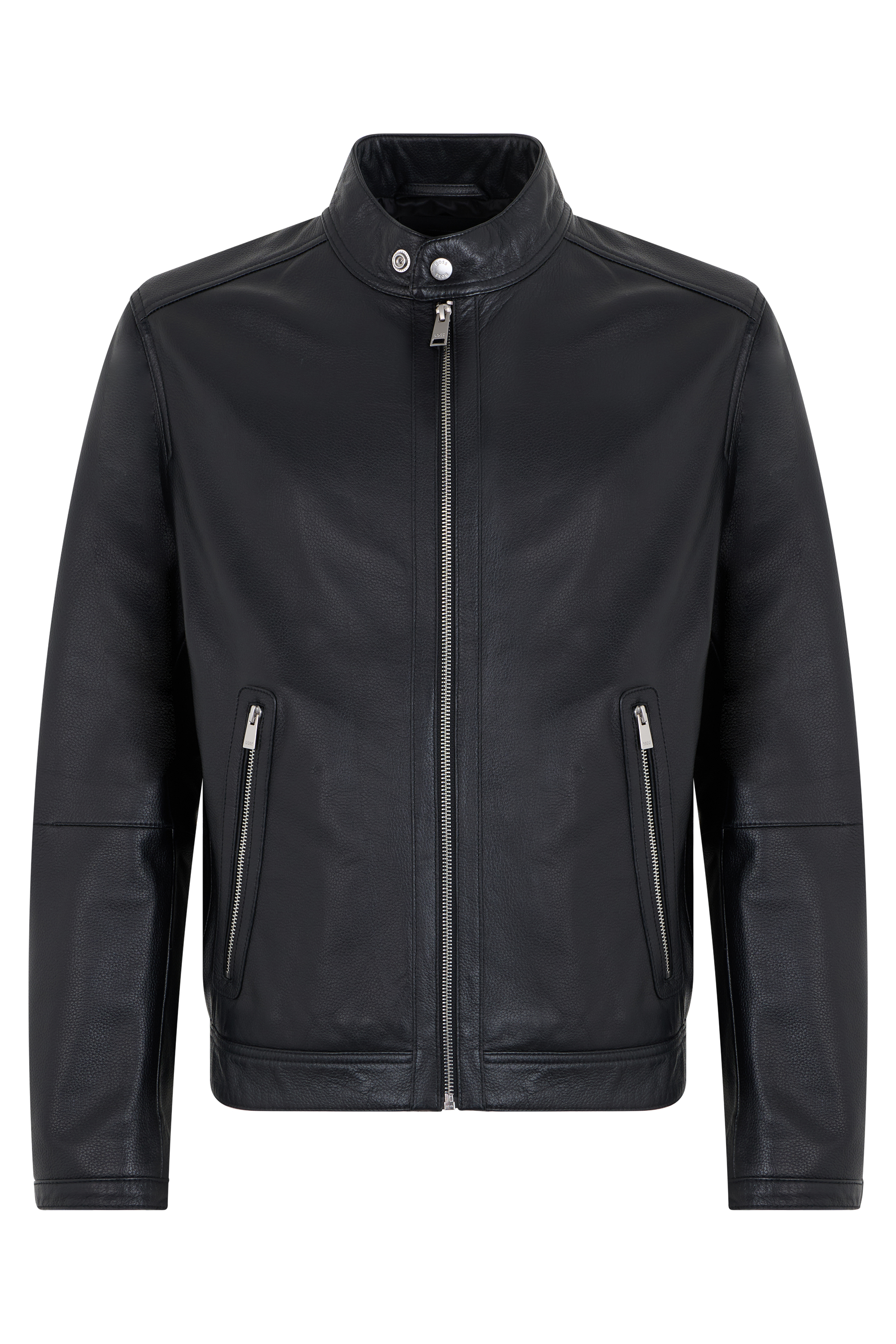Leather jacket with zipper