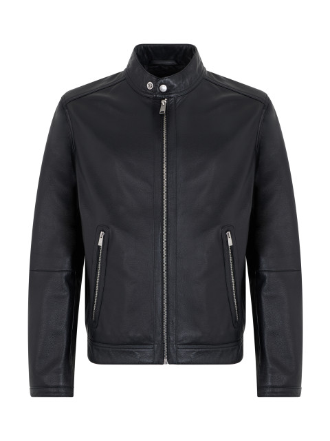 Leather jacket with zipper