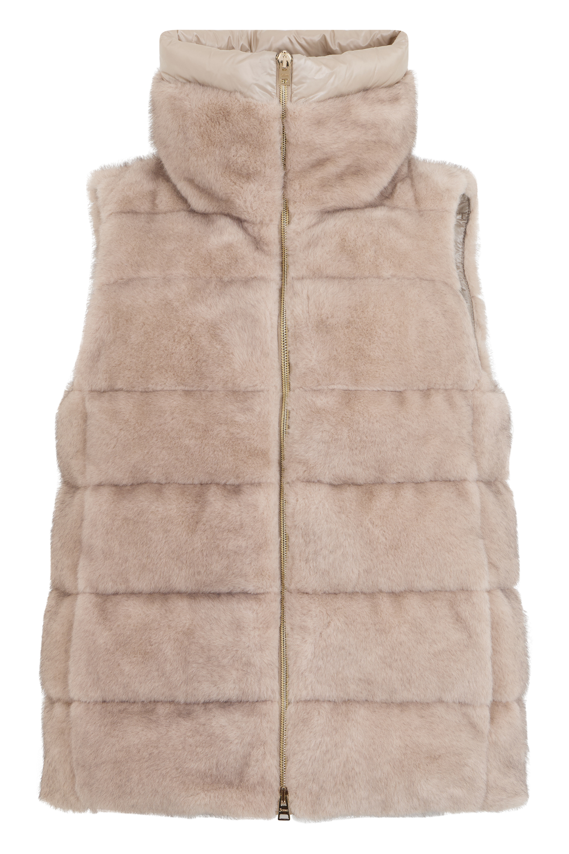 Padded gilet with synthetic fur