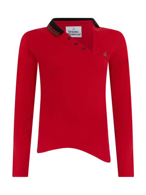 Polo with asymmetrical neckline