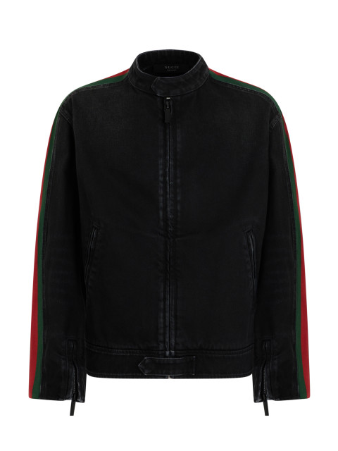 Denim jacket with web band