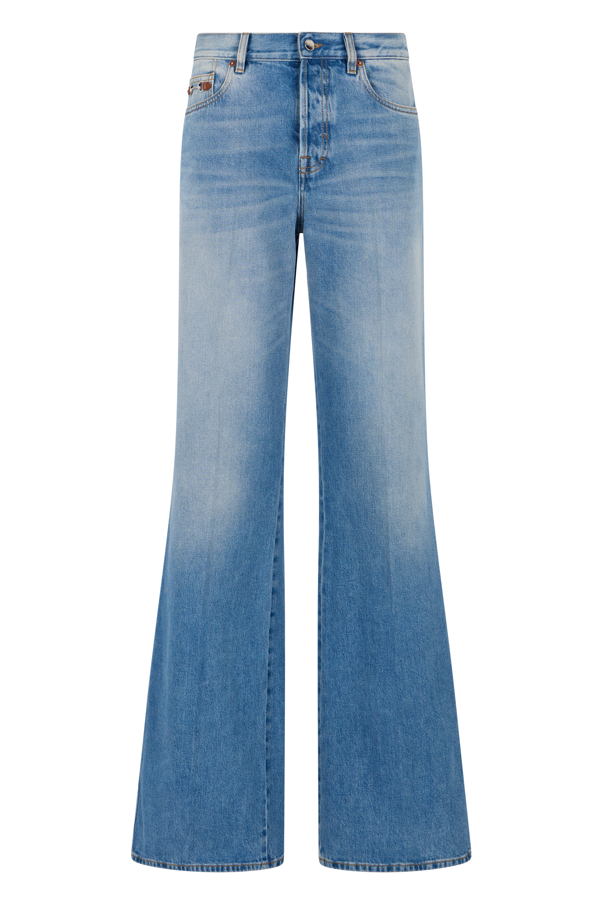 Flare jeans in denim cotton lightened effect