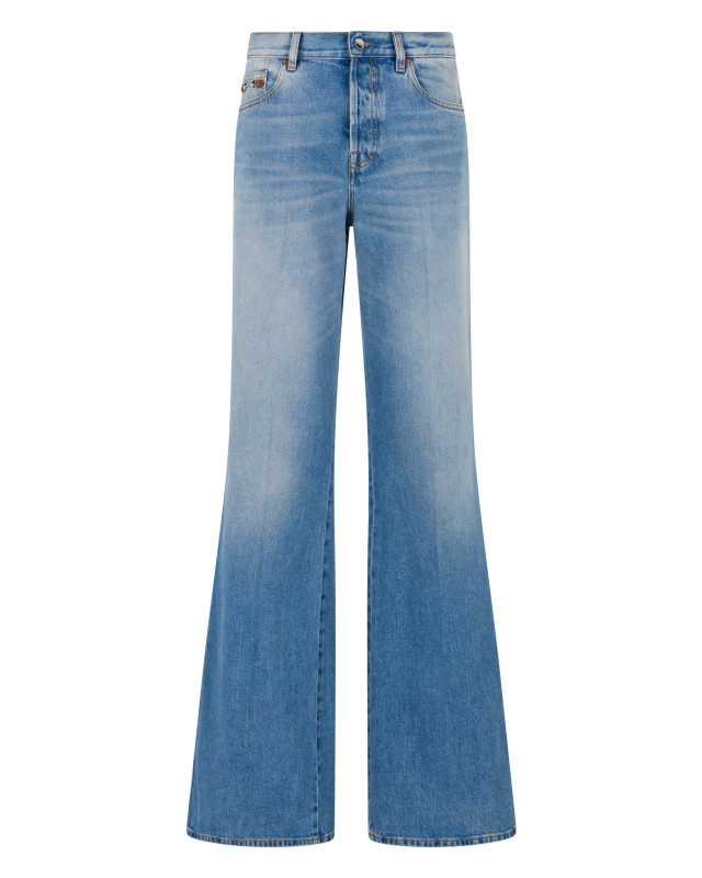 Flare jeans in denim cotton lightened effect