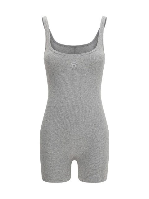 Moon Logo Ribbed Jersey Short Catsuit